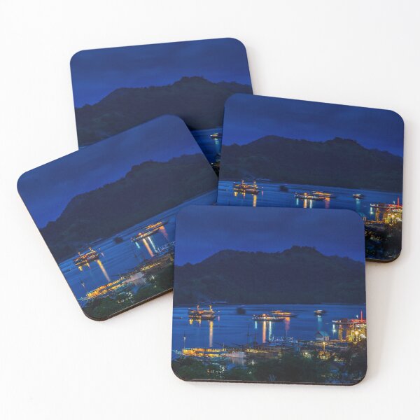 Item preview, A view over the harbour at Labuan Bajo and nearby island at night designed and sold by SnapTPhotograph.