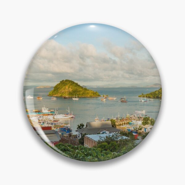 Item preview, A view over the town of Labuan Bajo and harbour in the morning, Indonesia designed and sold by SnapTPhotograph.