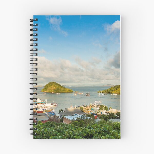 Item preview, A view over the town of Labuan Bajo and harbour in the morning, Indonesia designed and sold by SnapTPhotograph.