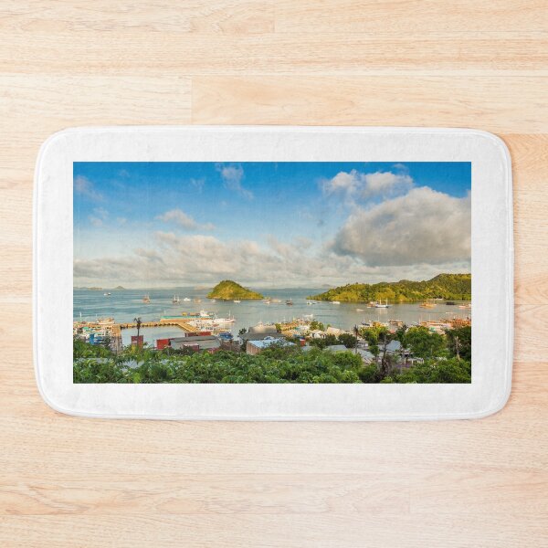 Item preview, A view over the town of Labuan Bajo and harbour in the morning, Indonesia designed and sold by SnapTPhotograph.
