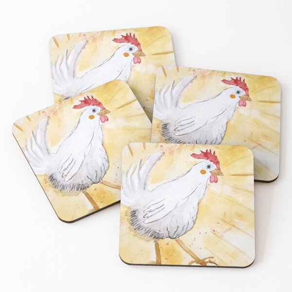 Item preview, Henhen the hen / poulpoule the white hen watercolor designed and sold by Joie-et-Poesie.
