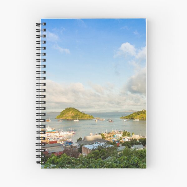 Item preview, A view over the town of Labuan Bajo and harbour in the morning, Indonesia designed and sold by SnapTPhotograph.