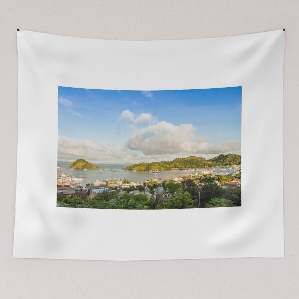 Item preview, A view over the town of Labuan Bajo and harbour in the morning, Indonesia designed and sold by SnapTPhotograph.