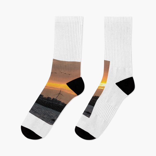 Item preview, Jeju sea sunrise, windmill and migratory birds, korea. designed and sold by human8891.