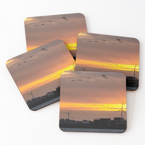 Item preview, Jeju sea sunrise, windmill and migratory birds, korea. designed and sold by human8891.