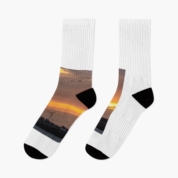 Item preview, Jeju sea sunrise, windmill and migratory birds, korea. designed and sold by human8891.