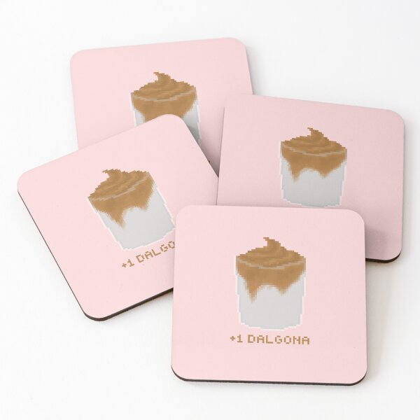 Item preview, +1 dalgona coffee pixel art drawing (pink background) designed and sold by tifft.