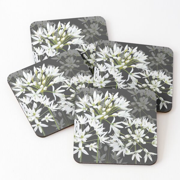 Ramsons - Wild Garlic - White Flowers Coasters (Set of 4)