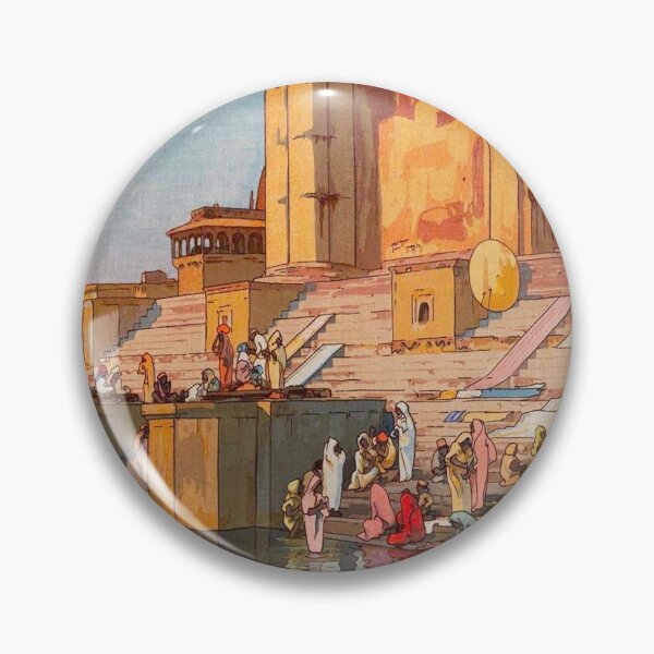 Aperçu de l'œuvre Ghat à Banaras (Benares no gatto) par Hiroshi Yoshida Gravure sur bois japonaise Vintage Culture de l'Asie de l'Est créée et vendue par Ejaaz.