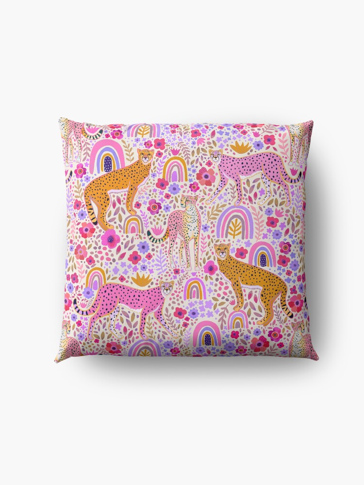 Alternate view of Cheetah’s in a Rainbow Garden Floor Pillow