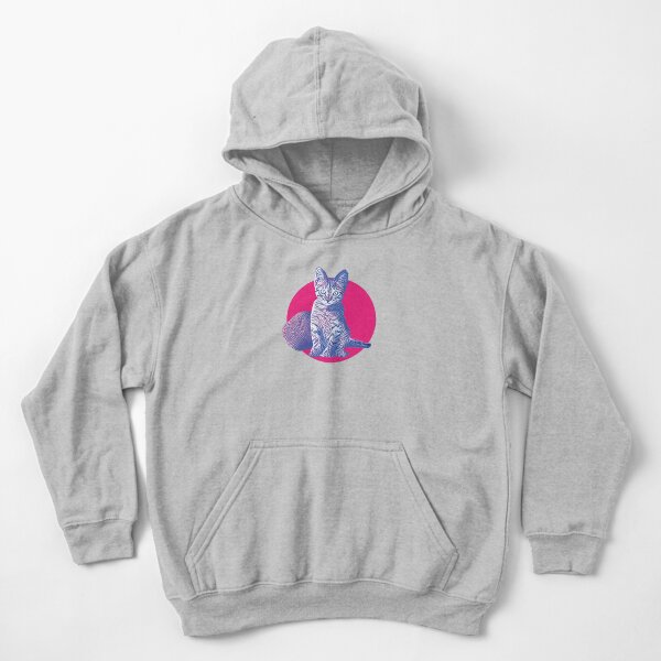 Kitten with Yarn mixed media art Kids Pullover Hoodie