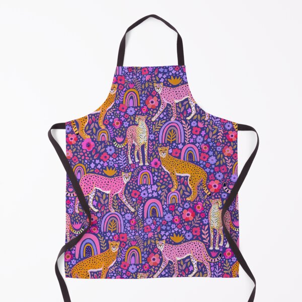 Item preview, cheetahs in a Rainbow Garden on Navy Blue designed and sold by Janet Broxon.