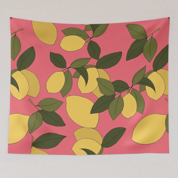 Item preview, Lemons Citrus Pattern with Pink Background designed and sold by DeLislesRT.