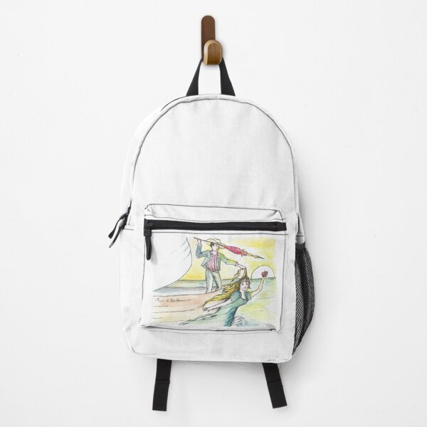 Item preview, watercolor painting of a ship with a female figurehead and a cowboy writer designed and sold by Marie-d-Orville.