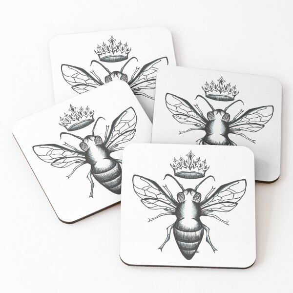 Item preview, Black and White Honey Bee and Crown designed and sold by The White Bat.