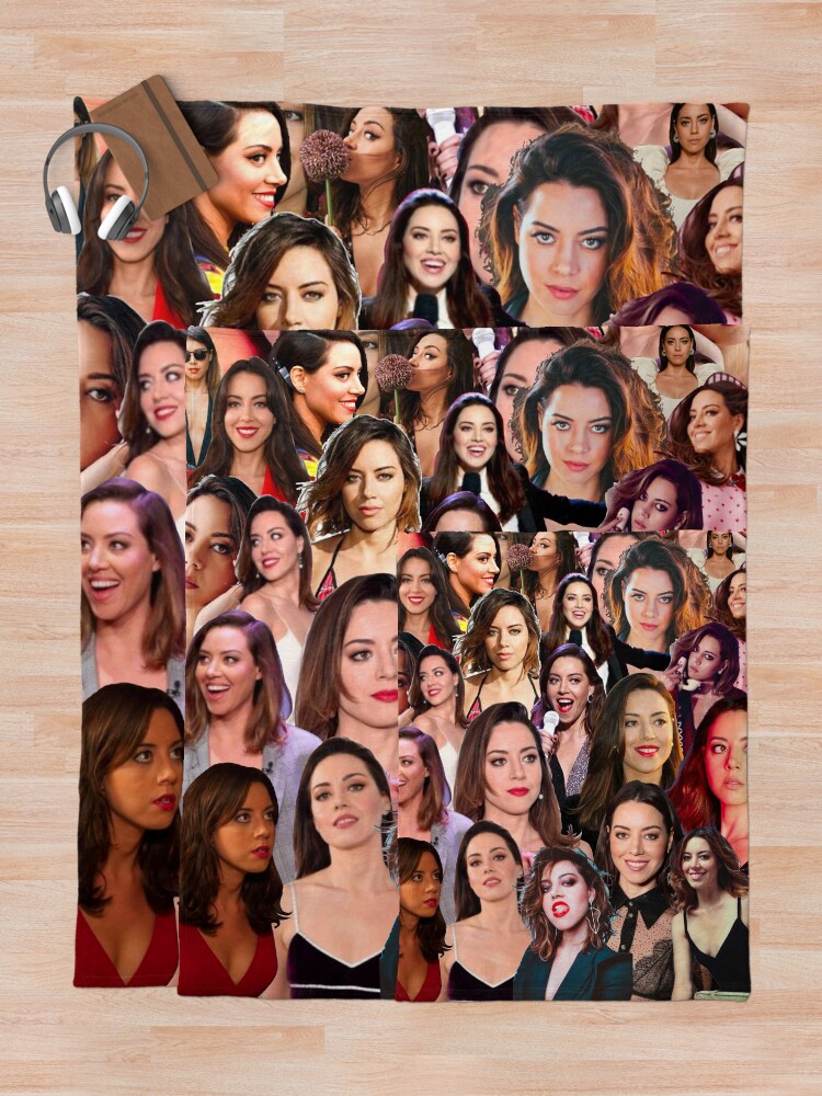 Thumbnail 5 of 6, Throw Blanket, Aubrey Plaza Photo Collage designed and sold by Jess-16.