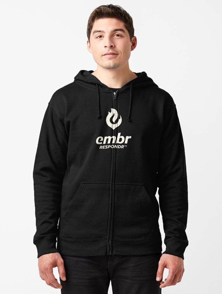 Thumbnail 1 of 5, Zipped Hoodie, Embr Respondr Logo Vert designed and sold by MuseGames.