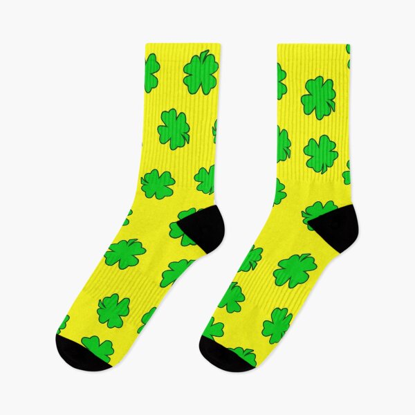 Item preview, Lucky 4 Leaf Clovers on Yellow Background Large Sized Repeating Pattern designed and sold by Nicolette Olivier.