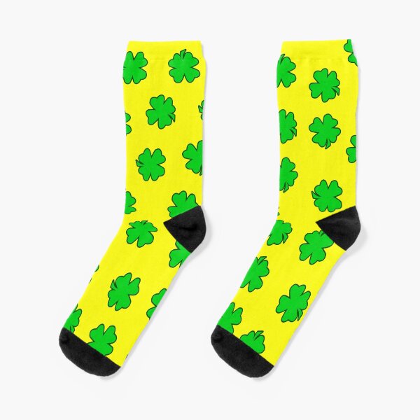 Item preview, Lucky 4 Leaf Clovers on Yellow Background Large Sized Repeating Pattern designed and sold by Nicolette Olivier.