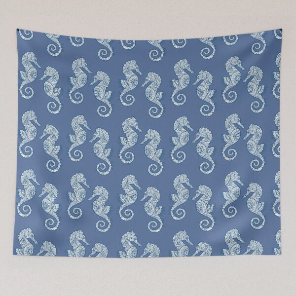 Item preview, Mandala Sea Horse Pattern On Blue designed and sold by SharksOnShore.