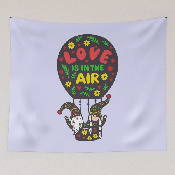 Item preview, love is in the air valentine gnomes couple in hot air ballon designed and sold by GoodyLeo.