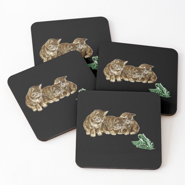 Item preview, Vintage Cottagecore Aesthetic Kitty Cats (Kittens) and Frog designed and sold by Ellie and Jack.