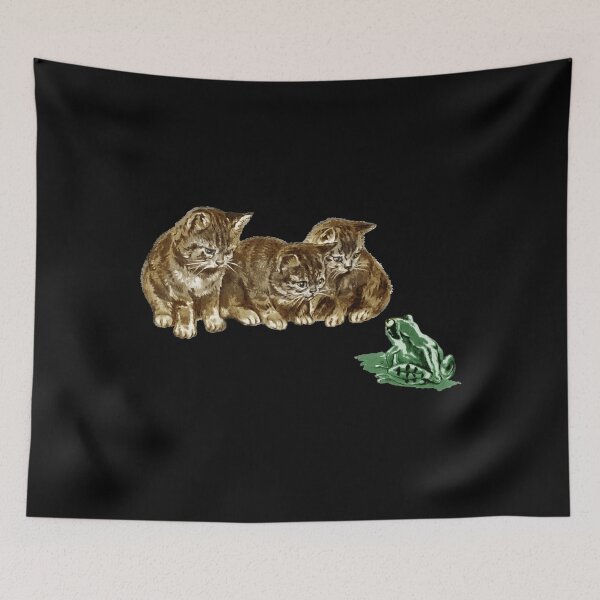 Item preview, Vintage Cottagecore Aesthetic Kitty Cats (Kittens) and Frog designed and sold by Ellie and Jack.