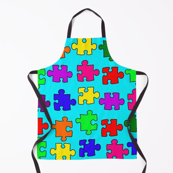 Item preview, Rainbow Puzzle Pieces on Blue Background Large Sized Repeating Pattern designed and sold by Nicolette Olivier.