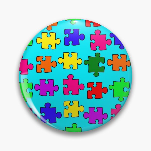 Item preview, Rainbow Puzzle Pieces on Blue Background Small Sized Repeating Pattern designed and sold by Nicolette Olivier.