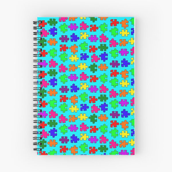 Item preview, Rainbow Puzzle Pieces on Blue Background Small Sized Repeating Pattern designed and sold by Nicolette Olivier.