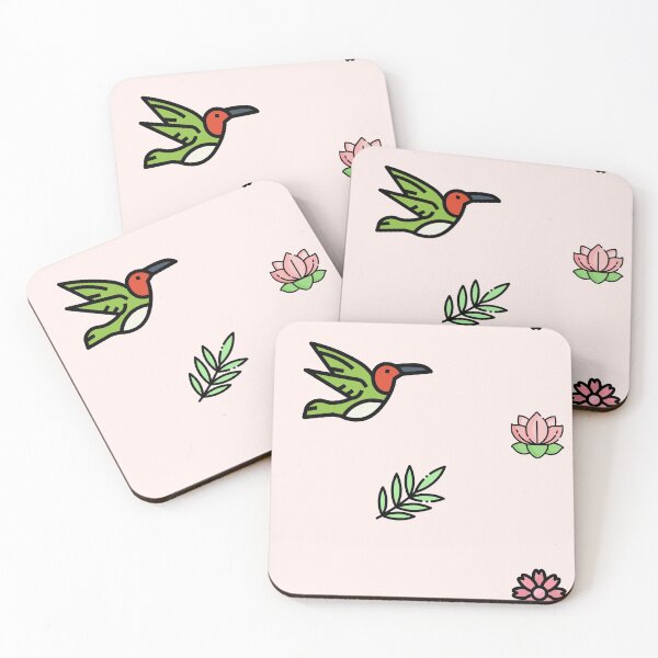 Item preview, hummingbird with flowers pattern designed and sold by TheWaterBirds.