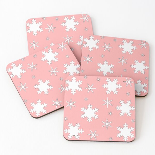 Item preview, Falling Snowflakes on Pink Background Large Sized Repeating Pattern designed and sold by Nicolette Olivier.