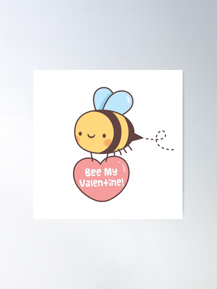 Bee holding heart illustration. Cute and funny bee giving a heart