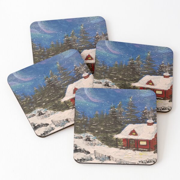 Item preview, Aurora Borealis Forest Cabin designed and sold by LivingArtBrenda.