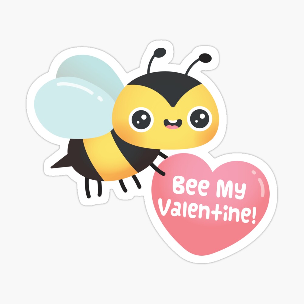 Bee holding heart illustration. Cute and funny bee giving a heart