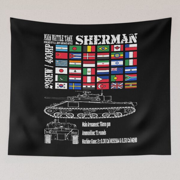 Item preview, Classic Sherman tank optimised for dark merch designed and sold by shaynetwright.