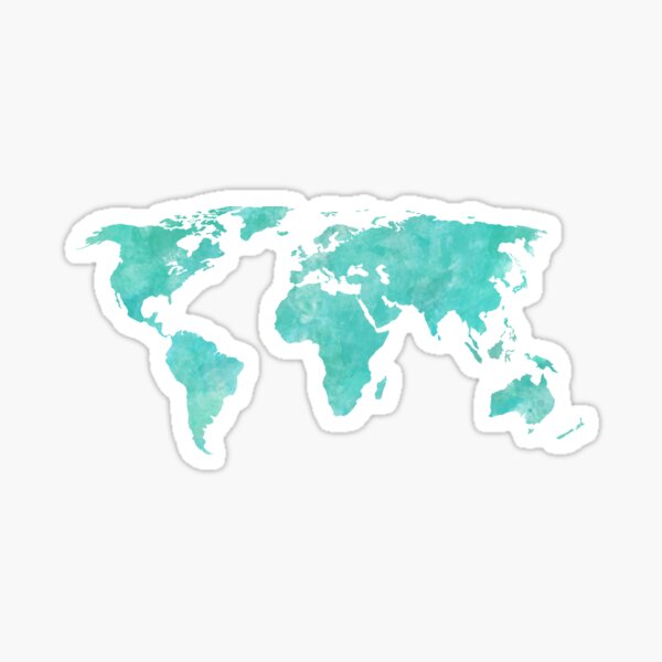 Item preview, Blue and Teal Watercolor World Map designed and sold by Leah Biernacki.