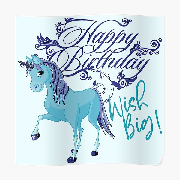 Posters Sur Le Theme Joyeux Anniversaire Licorne Magique Redbubble