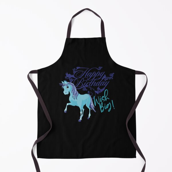 Item preview, “Happy Birthday” Wish Big! Blue Baby Unicorn (Black Background) designed and sold by PawsitiveMum.