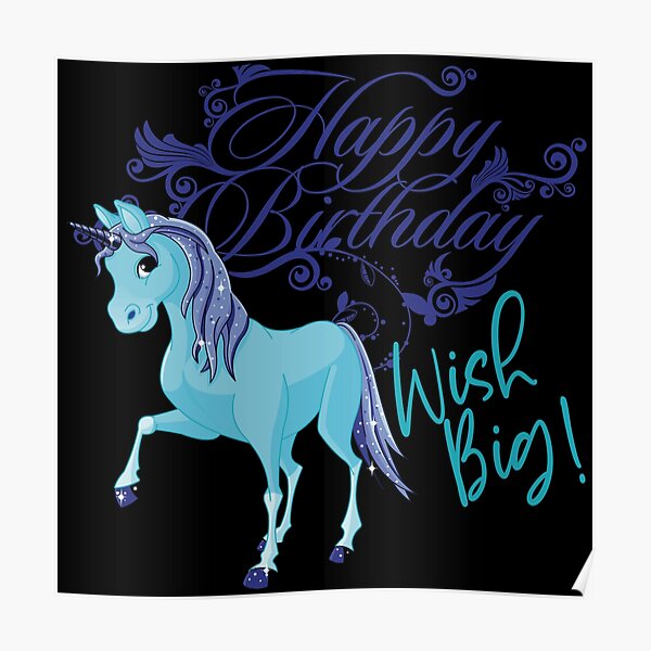 Posters Sur Le Theme Joyeux Anniversaire Licorne Magique Redbubble