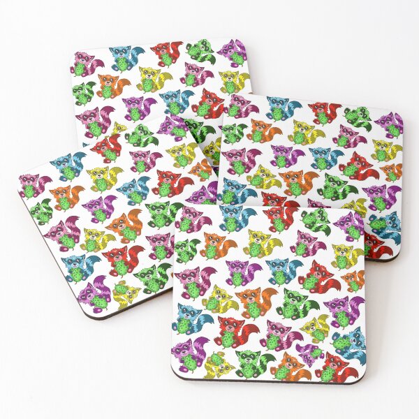 Item preview, Rainbow raccoon pattern white design  designed and sold by KatyChristoff.