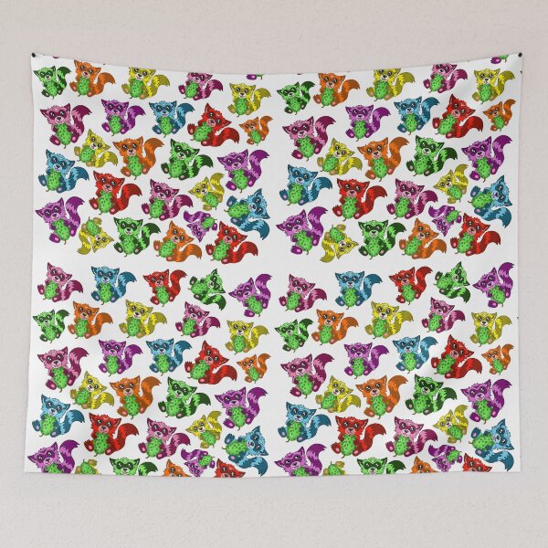 Item preview, Rainbow raccoon pattern white design  designed and sold by KatyChristoff.