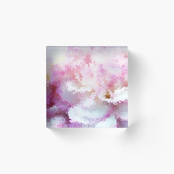 Pink Carnation Cloud - Whispy Acrylic Block