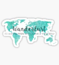 Pegatina Pasión por los viajes (n) Teal Watercolor World Map