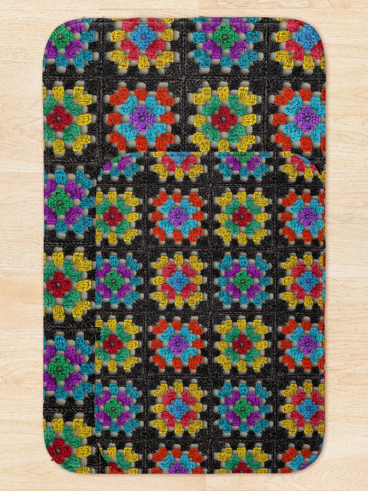 Thumbnail 5 of 6, Bath Mat, Granny Square Retro Crochet Afghan Blanket designed and sold by somecallmebeth.