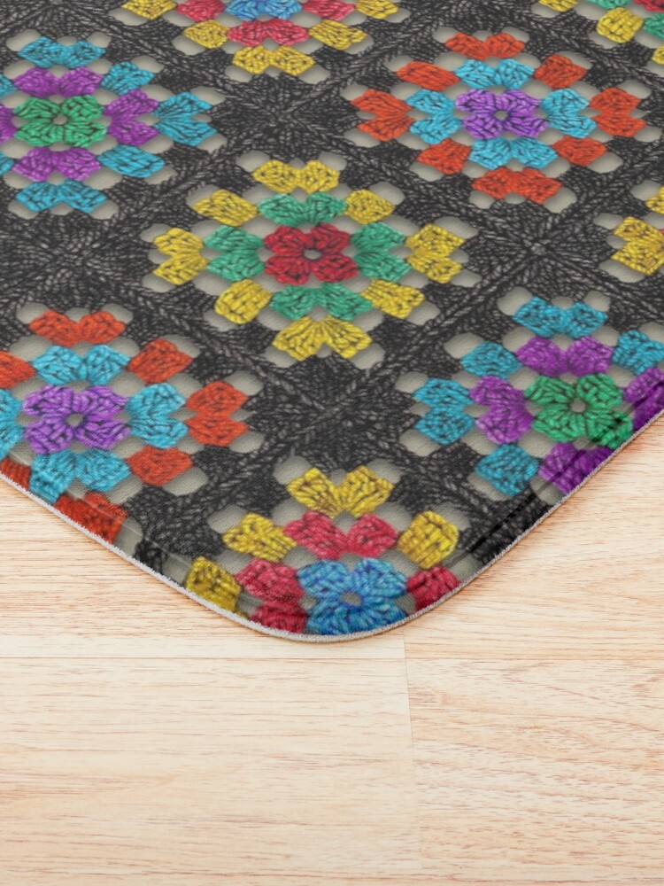 Thumbnail 3 of 6, Bath Mat, Granny Square Retro Crochet Afghan Blanket designed and sold by somecallmebeth.