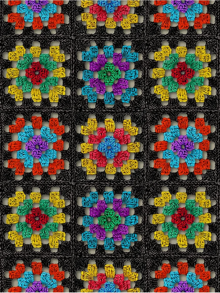 Colorful Vintage Granny Square Crochet Art Print for Sale by prirajdesigns