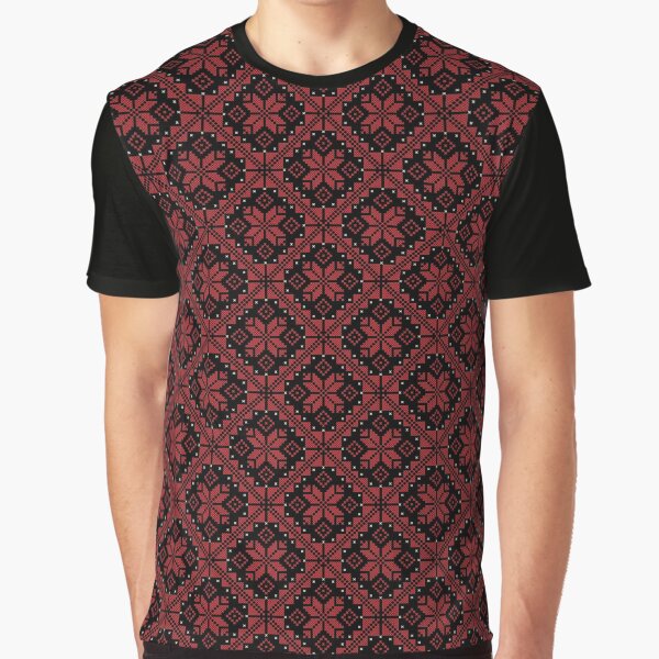 Item preview, Palestinian Jordanian Traditional Tatreez Cross Stitch Embroidery Art Pattern #12-red - crm designed and sold by Hurriyyatee.