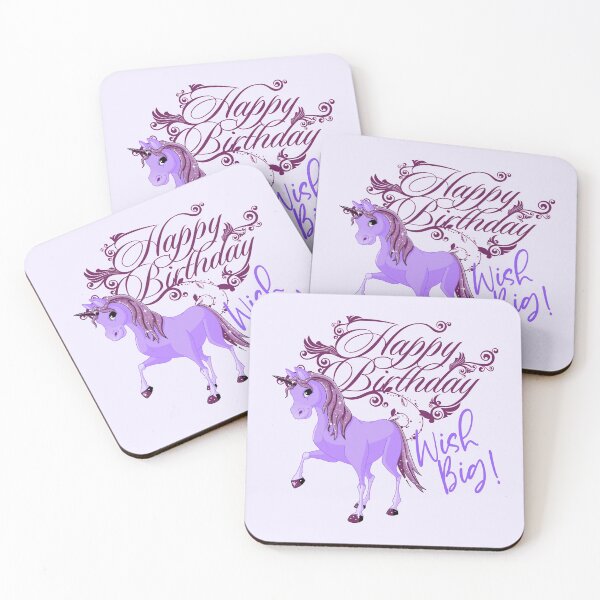 Item preview, “Happy Birthday” Wish Big! Purple Baby Unicorn designed and sold by PawsitiveMum.