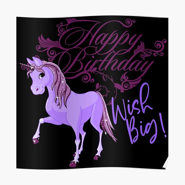 Happy Birthday Wish Big Blue Baby Unicorn Poster By Pawsitivemum Redbubble Happy Birthday Wish Big Blue Baby Unicorn Poster By Pawsitivemum Redbubble